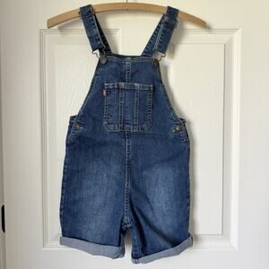 Levi’s Shortall Bib Shorts‎ Youth Denim Bib Overalls Shorts Size 7 Reg